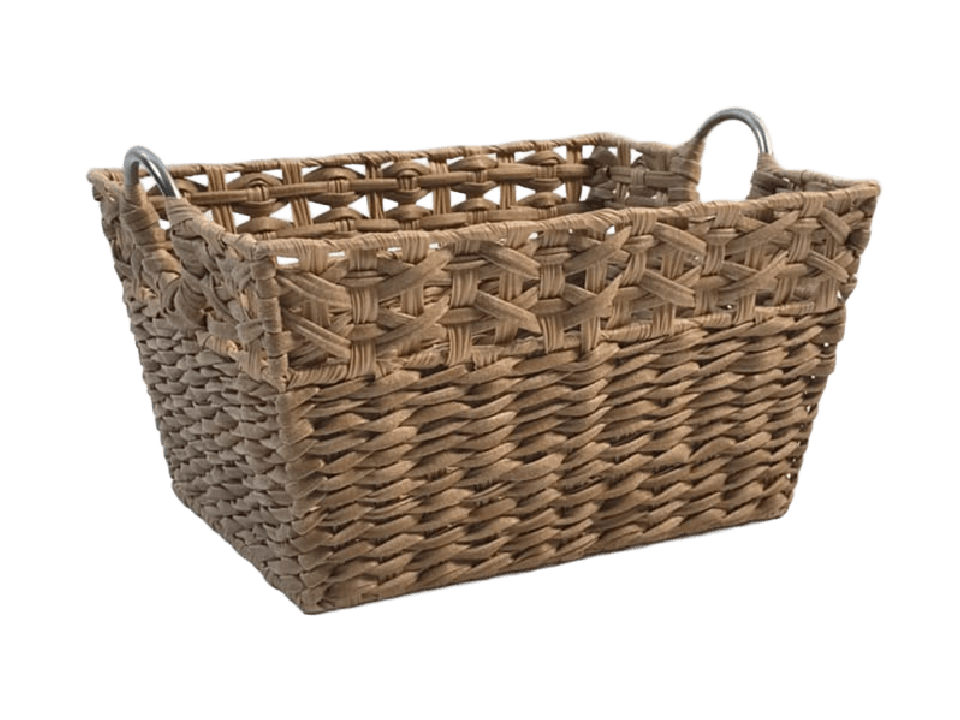 Professional-grade Rectangular PE Resin Water Hyacinth Basket with Metal Handles